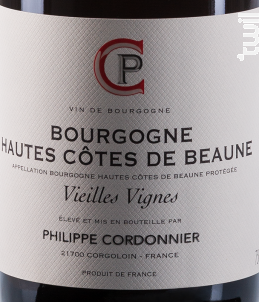 Hautes Côtes de Beaune Vieilles Vignes - Domaine Philippe Cordonnier - 2015 - Rouge