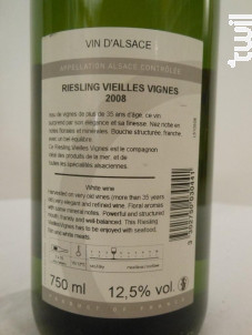 Riesling Vieilles Vignes Réserve - Domaine du Moulin du Dusenbach - 2008 - Blanc