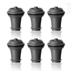 Boîte De 6 Bouchons Gris À Vin - vacuvin -  - 