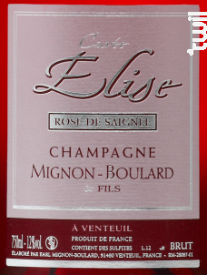 Cuvée Élise - Brut - Champagne Mignon-Boulard et Fils - No vintage - Effervescent