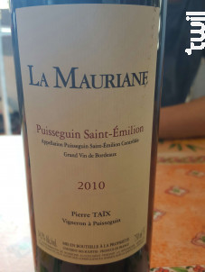 La Mauriane - Domaines Taïx - 2022 - Rouge