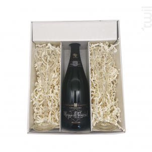 Coffret Cadeau - 1 Brut - 2 Flutes Chef & Sommelier - Champagne Marquis de Pomereuil - No vintage - Effervescent