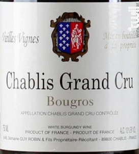 Chablis Grand Cru - Bougros - Domaine Guy Robin - 1998 - Blanc