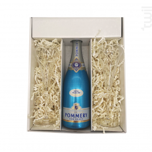 Coffret Cadeau Blanc - 1 Blue Sky - 2 Flutes Chef & Sommelier - Champagne Pommery - No vintage - Effervescent