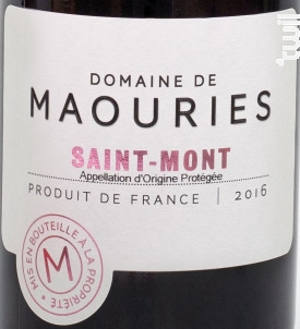 Saint-Mont - Domaine de Maouries - 2016 - Rouge