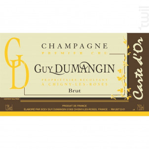 Brut Carte D'or 1er Cru - Champagne Guy Dumangin - No vintage - Effervescent