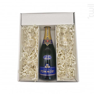 Coffret Cadeau - 1 Brut - 2 Flutes Anton Studio Design - Champagne Pommery - No vintage - Effervescent