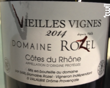 Vieilles Vignes - Domaine Rozel - 2016 - Rouge
