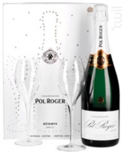 Pol Roger Brut Réserve Etui 2 Flûtes - Champagne Pol Roger - No vintage - Effervescent