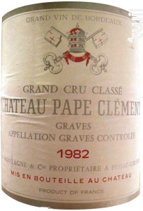 Château Pape Clément Grand Cru Classé de Graves - Château Pape Clément - 1982 - Rouge