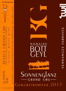 GEWURZTRAMINER SONNENGLANZ Grand Cru Vendanges Tardives 2015 - Domaine BOTT GEYL - 2015 - Blanc