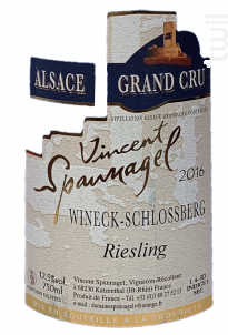Riesling Grand Cru Wineck Schlossberg - Domaine Vincent Spannagel - 2016 - Blanc