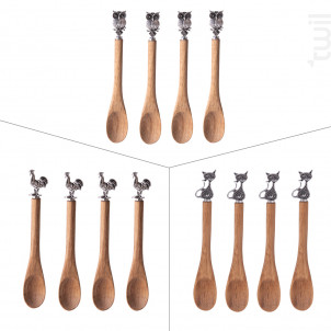 Set De 4 Cuillères Acacia Animaux 12.5 Cm 1 Modèle Aléatoire - table passion -  - 