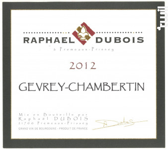Gevrey-Chambertin - Raphaël Dubois - Domaine R. Dubois et Fils - 2014 - Rouge