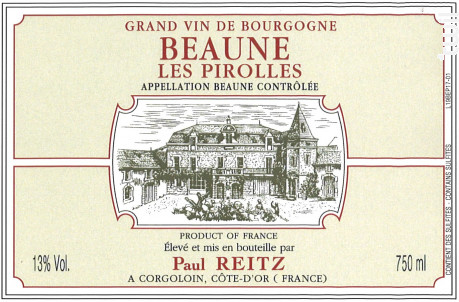 BEAUNE LES PIROLLES - Maison Paul Reitz - 2017 - Rouge