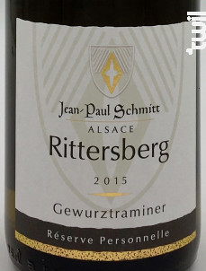 Gewurztraminer Rittersberg Réserve Personnelle - Domaine Jean-Paul Schmitt - 2015 - Blanc