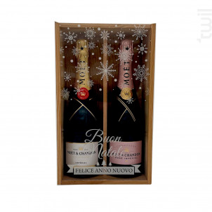 Coffret Cadeau Bois - Vitre Flocon - 1 Brut & 1 Rosé - Moët & Chandon - No vintage - Effervescent