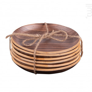 Set De 6 Dessous De Verre Bois Brun 12 Cm - table passion -  - 