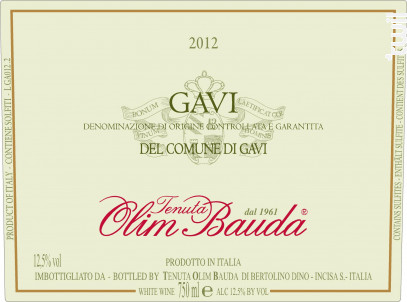 Gavi del commune di Gavi DOCG - OLIM BAUDA - 2018 - Blanc