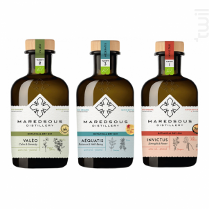 Pack Gin Maredsous Distillery : Valeo - Invictus - Aéquatis - Abbaye de Maredsous - No vintage - 