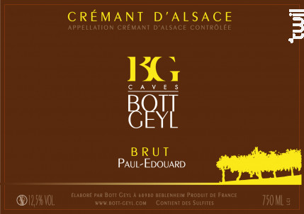 Crémant d'Alsace Paul Edouard Extra-Brut - Domaine BOTT GEYL - No vintage - Effervescent
