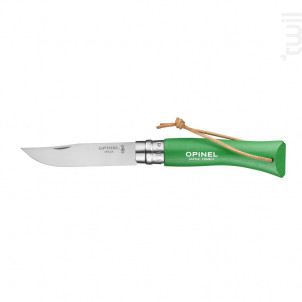 Couteau Baroudeur N°7 Lame 8 Cm Vert Avec Lien En Cuir - opinel -  - 