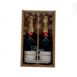 Coffret Cadeau Bois - Vitre Flocon - 2 Brut - Moët & Chandon - No vintage - Effervescent