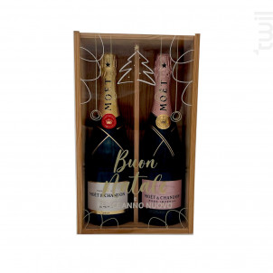 Coffret Cadeau Bois - Vitre Sapin - 1 Brut & 1 Rosé - Moët & Chandon - No vintage - Effervescent
