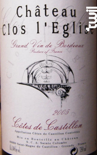 Château Clos l'Eglise - Vignobles Gérard Perse - Château Clos L'Eglise - 1999 - Rouge