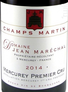 Mercurey Premier Cru Champs Martin - Domaine Jean Marechal - 2021 - Rouge
