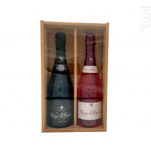Coffret Cadeau Bois - Vitre Transparente - 2 Brut - Champagne Marquis de Pomereuil - No vintage - Effervescent