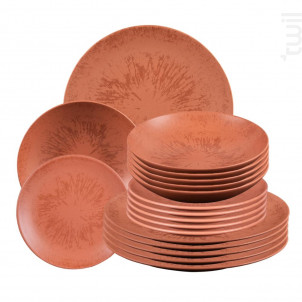 Service D'assiettes 18 Pièces Onyx Terracotta - table passion -  - 