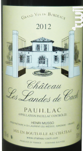 Château Les Landes de Cach - Château de Cach - 2015 - Rouge