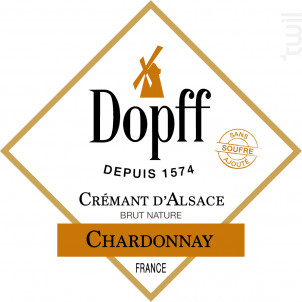 Crémant Chardonnay Sans Soufre - Dopff Au Moulin - 2015 - Effervescent