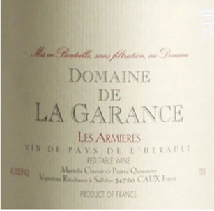 LES ARMIERES - DOMAINE DE LA GARANCE - 2008 - Rouge
