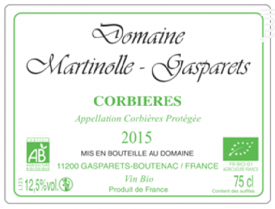 CORBIERES ARTISANAL BIO - Domaine Martinolle-Gasparets - 2024 - Blanc