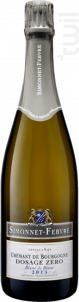 Crémant de Bourgogne dosage 0 blanc de blanc - Simonnet Febvre - 2013 - Effervescent