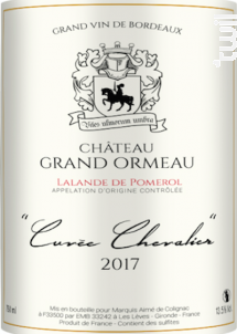 Cuvée Chevalier - Château Grand Ormeau - 2017 - Rouge
