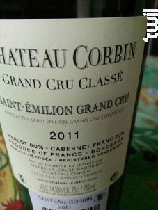 Grand Cru Classé - Château Corbin - 2011 - Rouge