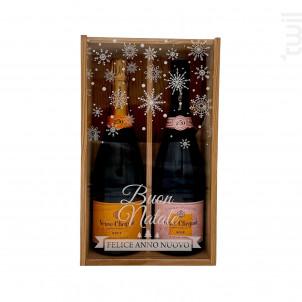 Coffret Cadeau Bois - Vitre Flocon - 1 Brut & 1 Rosé - Veuve Clicquot - No vintage - Effervescent