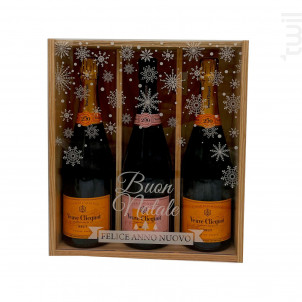 Coffret Cadeau Bois - Vitre Flocon - 2 Brut &1 Rosé - Veuve Clicquot - No vintage - Effervescent