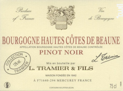 Bourgogne Hautes Côtes de Beaune - Maison L. Tramier et Fils - 2024 - Rouge