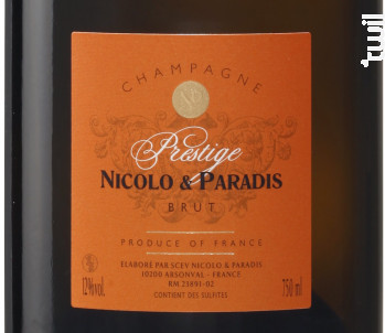 Champagne Prestige - Champagne Nicolo et Paradis - No vintage - Effervescent