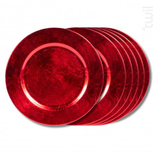 Assiette Rouge Paillette 33 Cm lot De 6 - table passion -  - 