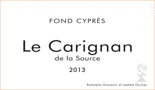 Le Carignan de la Source - Domaine Fond Cyprès - 2016 - Rouge