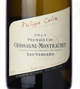 CHASSAGNE MONTRACHET 1er cru Vergers - Domaine Philippe Colin - 2016 - Blanc