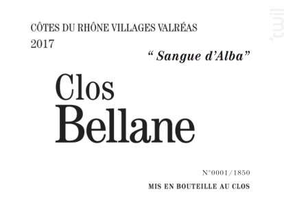 Sangue d'Alba - Clos Bellane - 2017 - Rouge