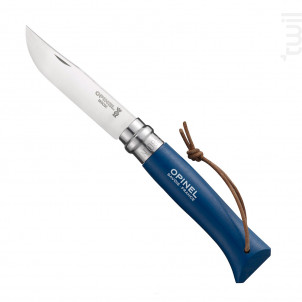 Couteau Baroudeur N°8 Lame 8.5 Cm Bleu Avec Lien En Cuir - opinel -  - 