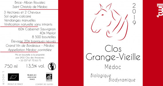 Clos de Grange-Vieille - Clos Grange-Vieille - 2019 - Rouge