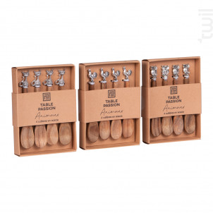 Set De 4 Cuillères Acacia Animaux 12.5 Cm 1 Modèle Aléatoire - table passion -  - 